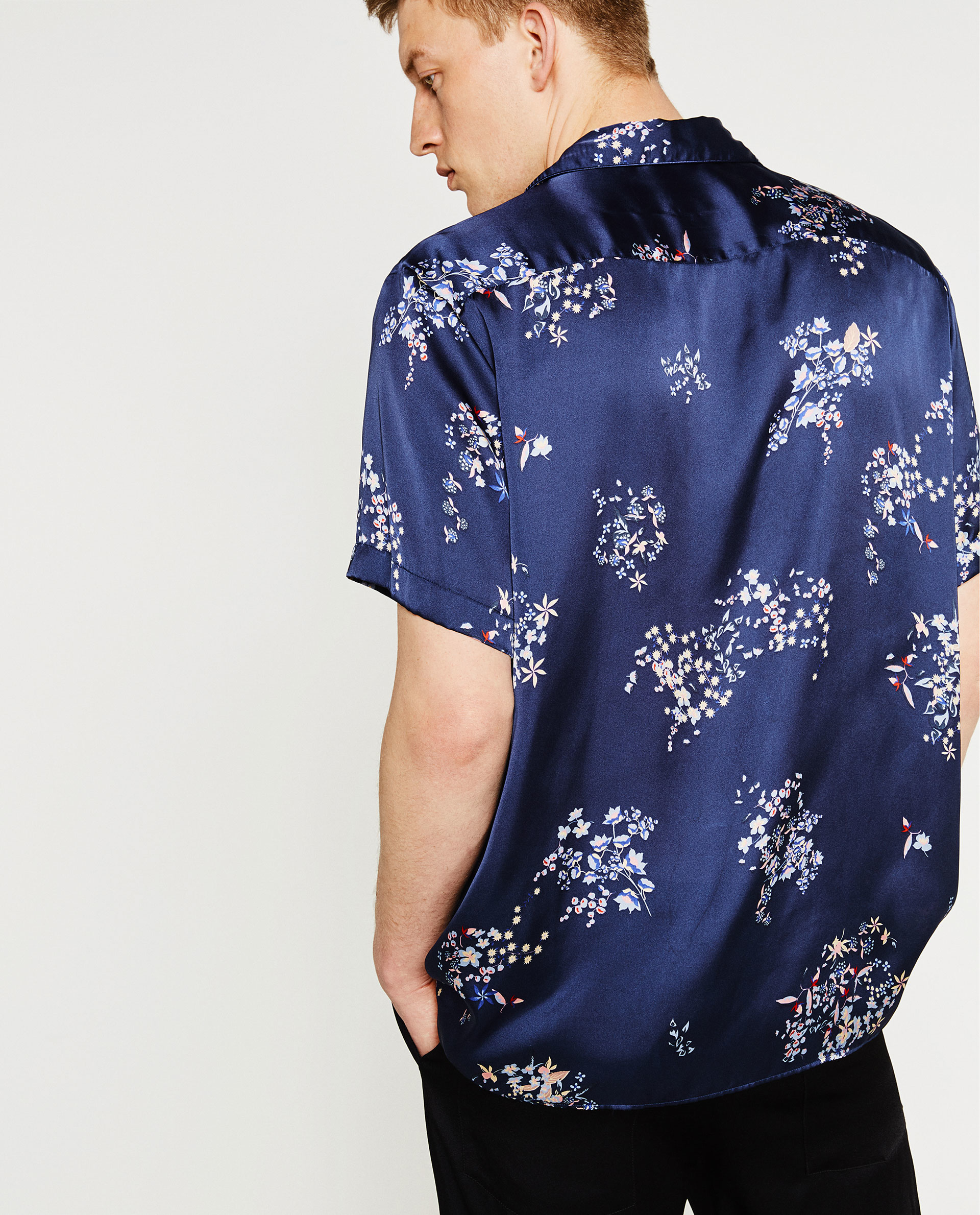 zara blue floral shirt