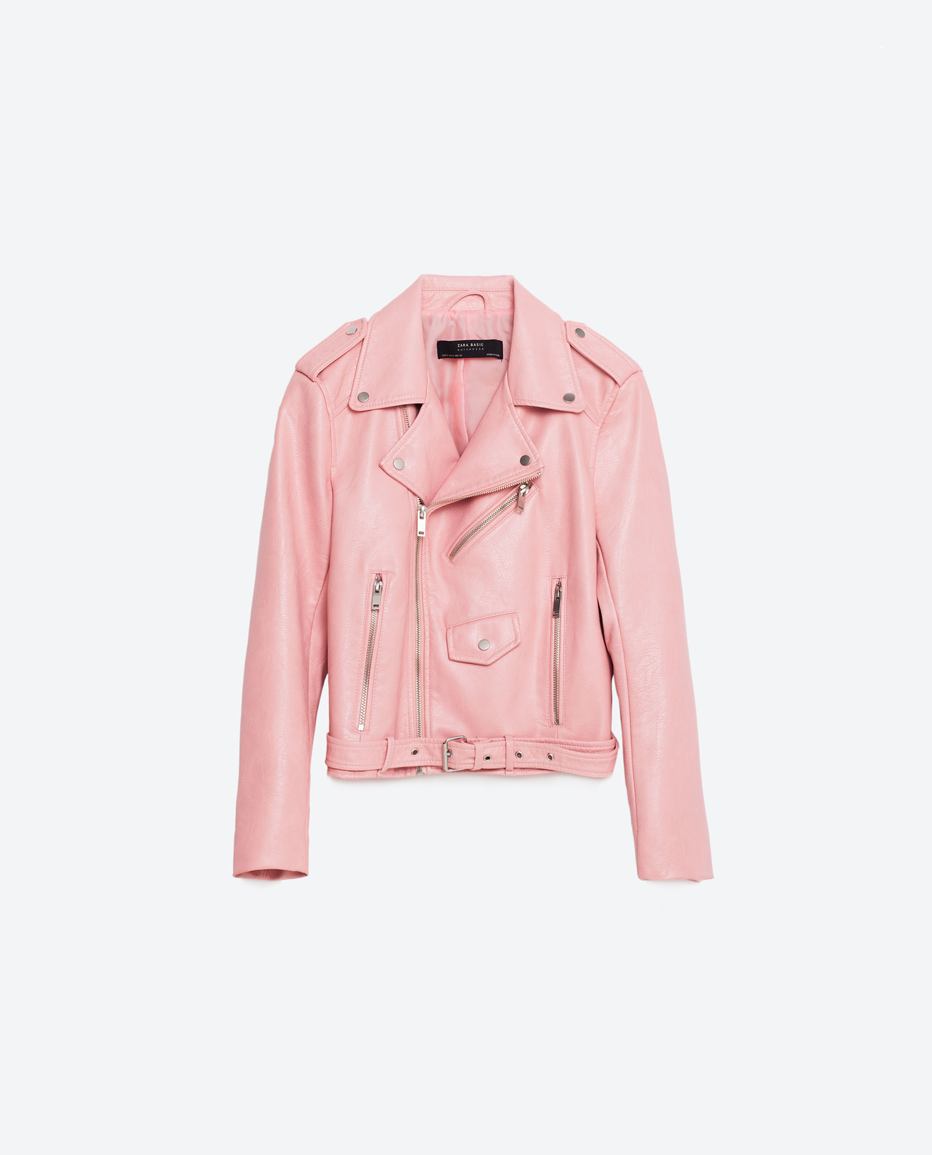  Zara Faux Leather Biker Jacket in Pink Lyst