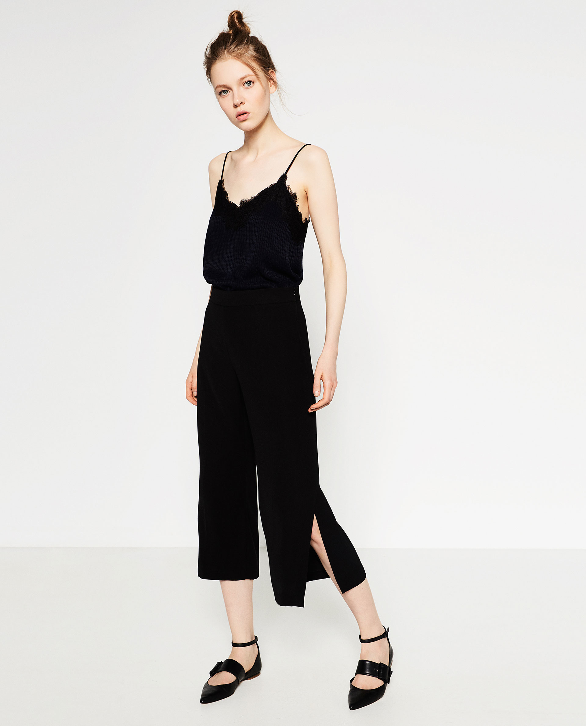 Slit Zara zara culottes with slits in black lyst Slit Zara zara culottes with slits in black lyst