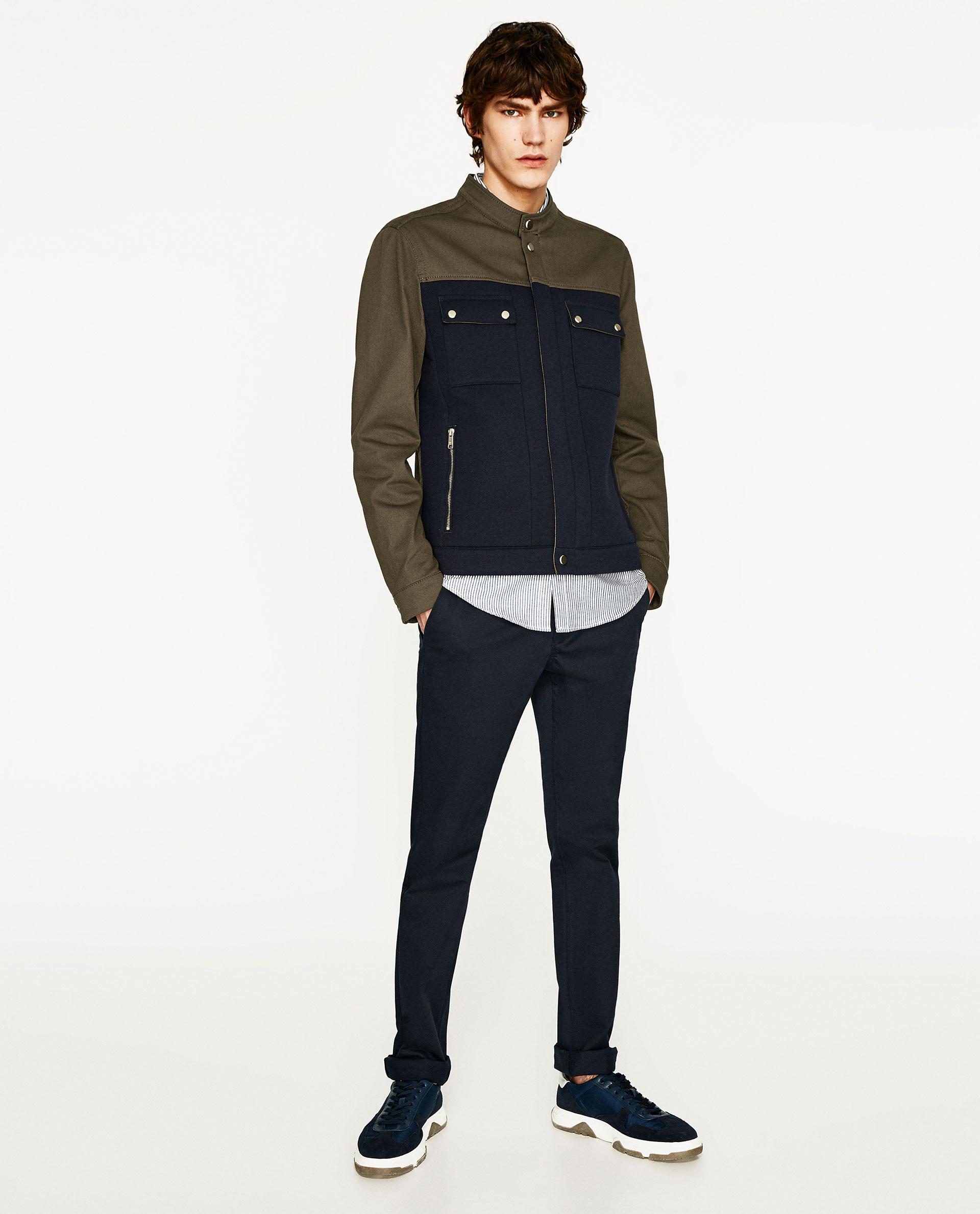 zara contrast two tone jacket for lyst zara contrast two tone jacket for lyst
